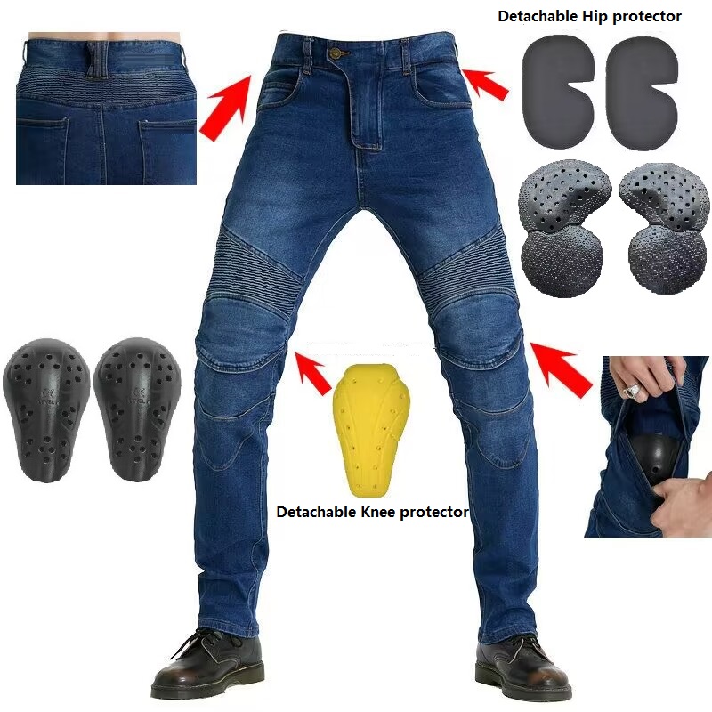 Men Jeans Embroidery Motorcycl - Motorcycle Gear Testing 评论和价格